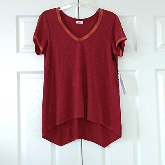 Wilt Red & Terra Cotta Short Sleeve Slub Jersey Top - Picture 1 of 2